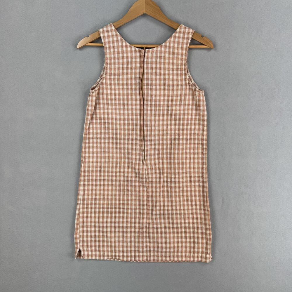 Vintage Kala Dress Womens 7/8 Brown Gingham Sleeveless Shift Cotton Mini - Picture 7 of 7